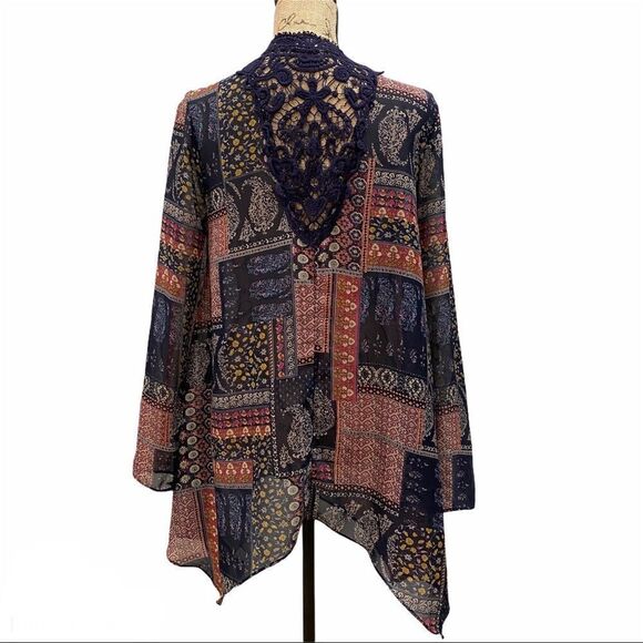 Boho Crochet peasant Shirt Small top‎ - Picture 4 of 9